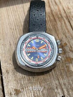 Extremely Rare VECA Racing World Time date Swiss Professional Big Watch