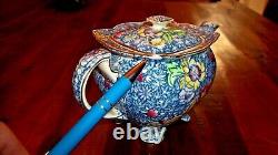 Extremely Rare Vintage 1930's Royal Winton Grimwades Chintz Blue Anemone Teapot