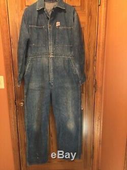 Extremely Rare Vintage 1940's 50's Denim Carhartt Coverall Heart Script Logo