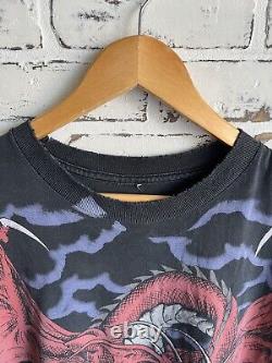 Extremely Rare Vintage Early OG Liquid Blue Test Print Dragon AOP Shirt XXL