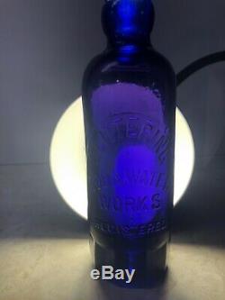 Extremely Rare Vintage Glittering Soda Water Works Dark Purple Blob Top Bottle