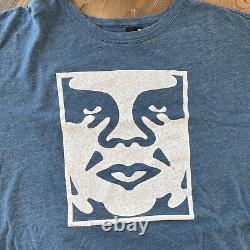 Extremely Rare Vintage Mid 90's Obey Giant Men's T-Shirt Size Large Blue MINT