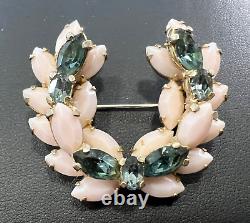 Extremely Rare Vintage Signed Sherman Pale Coral Pink & Blue Earrings. MINT