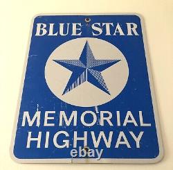 Extremely Rare Vintage State of Michigan Blue Star Memorial Hwy Sign 18 x 24