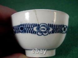 Extremely Rare Worcester Teabowl Flower Head and Leaf Band Pattern C1780 Antique