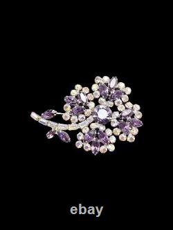 Extremely Rare signed Vintage Sherman flower purple brooch
