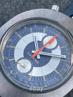 Extremely rare 1970's DUGENA 42mm bullhead sport chronograph VALJOUX cal. 7733
