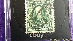 Extremely rare 1c blue green Benjamin Franklin stamp