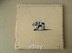 Extremely rare Antique 17th Delft blue tile depicting a rhinoceros 21/676A