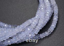 Extremely rare Natural Blue Chalcedony Faceted Rondelle Gemstone Beads 3.5-5 mm