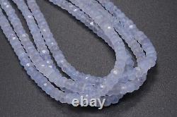 Extremely rare Natural Blue Chalcedony Faceted Rondelle Gemstone Beads 3.5-5 mm