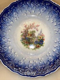 Extremely rare Vintage snowflake American Limoges U. G. Blue Concord bowl