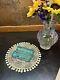 FIRE AND LIGHT Recycled Glass Bamboo Soap Dish Aqua Extremely Rare