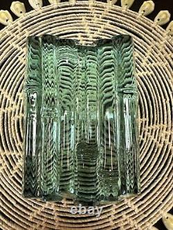 FIRE AND LIGHT Recycled Glass Bamboo Soap Dish Aqua Extremely Rare