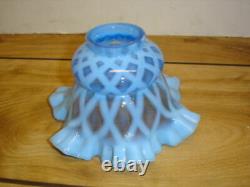 Fenton Blue Opalescent Optic Extremely Rare Lamp Shade