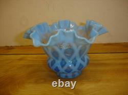 Fenton Blue Opalescent Optic Extremely Rare Lamp Shade