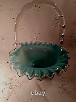 Fenton Jamestown Silver crest Turquoise/ Milk Glass Extremely RARE MINT 1950's