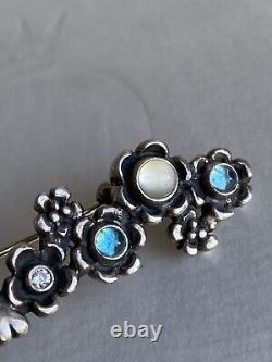 Genuine Pandora Blue Topaz Moonstone Brooch extremely rare