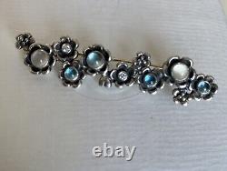 Genuine Pandora Blue Topaz Moonstone Brooch extremely rare