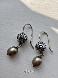 Genuine Pandora black pearl bubble earrings extremely rare