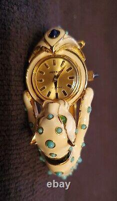 JOSEPH MAZER Extremely rare Signed Hinged enamel/stones Cuff Bracelet Watch
