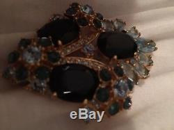Jacqueline KennedyEXTREMELY RARE Crest Shaped and Shades of Blue Crystal Brooch