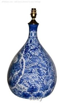 LARGE EXTREMELY RARE Signed Bjorn Wiinlad Studio Denmark Ceramic Lamp Blue White