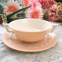 LENOX BELTANE CECILLE PINK Blue Laurel SOUP CUP & SAUCER Extremely Rare 4 Avail