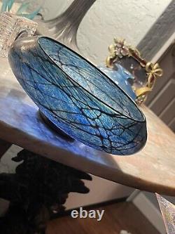 Lindsey art Glass Extremely rare beautiful Blue 8 Bowl Signed 2014 Pristine