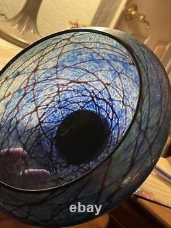 Lindsey art Glass Extremely rare beautiful Blue 8 Bowl Signed 2014 Pristine