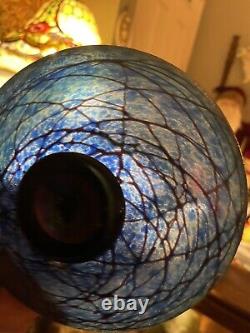 Lindsey art Glass Extremely rare beautiful Blue 8 Bowl Signed 2014 Pristine