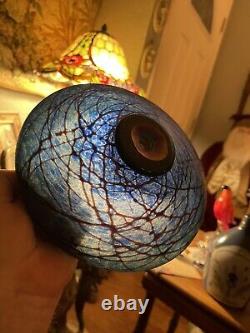 Lindsey art Glass Extremely rare beautiful Blue 8 Bowl Signed 2014 Pristine