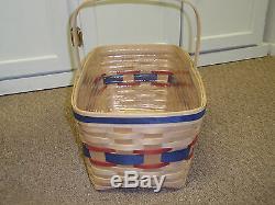 Longaberger EXTREMELY RARE JERRY LONGABERGER BASKET Red/Blue Accent Weaves. NEW
