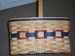 Longaberger EXTREMELY RARE JERRY LONGABERGER BASKET Red/Blue Accent Weaves. NEW