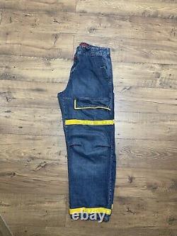 MARITHE FRANCOIS GIRBAUD Jeans Taped Blue/Yellow Size 40 Extremely Rare