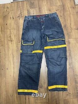 MARITHE FRANCOIS GIRBAUD Jeans Taped Blue/Yellow Size 40 Extremely Rare