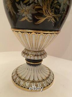 Meissen Snake Porcelain Vase Urn with Extremely Rare Edelvais Painting