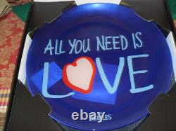 NYBRO SWEDISH CRYSTAL PLATTER All You Need is LOVE Extremely Rare