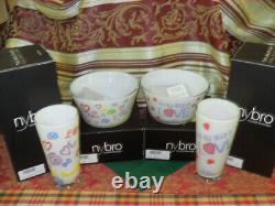 NYBRO SWEDISH CRYSTAL VASE/Bowl Set All You Need is Love/Love Extremely Rare