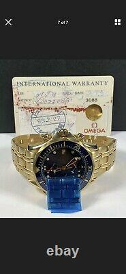 Omega seamaster 18k solid gold, blue bezel and dial, extremely rare, mint