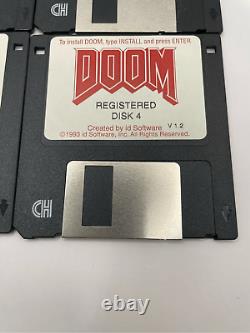 Original DOOM Registered v1.2 1993 Floppy Disks # 1-4 Extremely Rare