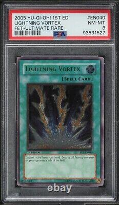 PSA 8 Lightning Vortex FET-EN040 1st Edition Ultimate Rare YuGiOh