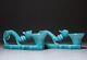 Pair of Extremely RARE Hummel W. Germany Porcelain Turquoise Cat Candle Holders