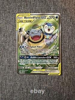 Pokémon TCG Blastoise & Piplup Tag Team GX Cosmic Eclipse 215/236 Holo Full Art