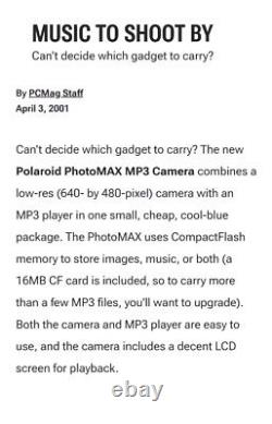 Polaroid Photomax MP3 Digital Camera 2000 Extremely Rare Blue Translucent