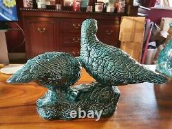 Poole Pottery Pair Of Blue Glaze Grouse Extremely Rare & Perfect