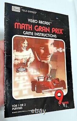 RARE Math Gran Prix TELE-GAMES BLUE LABEL (1982) Atari 2600? Game + Manual