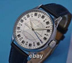 Raketa 24-Hour Men's Wrist Watch Extreme Vintage Watch USSR 2623, H Rare Nos