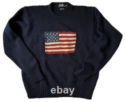 Ralph Lauren Polo USA Flag 100% Wool Sweater XXL Extremely Rare Snow Beach Era