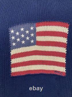 Ralph Lauren Polo USA Flag Sweater XL Extremely Rare Snow Beach Era